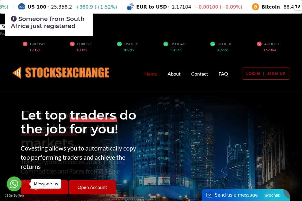 Screenshot of stockxchange.live