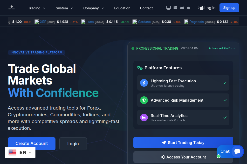 Screenshot of novachaindigitalcapital.com