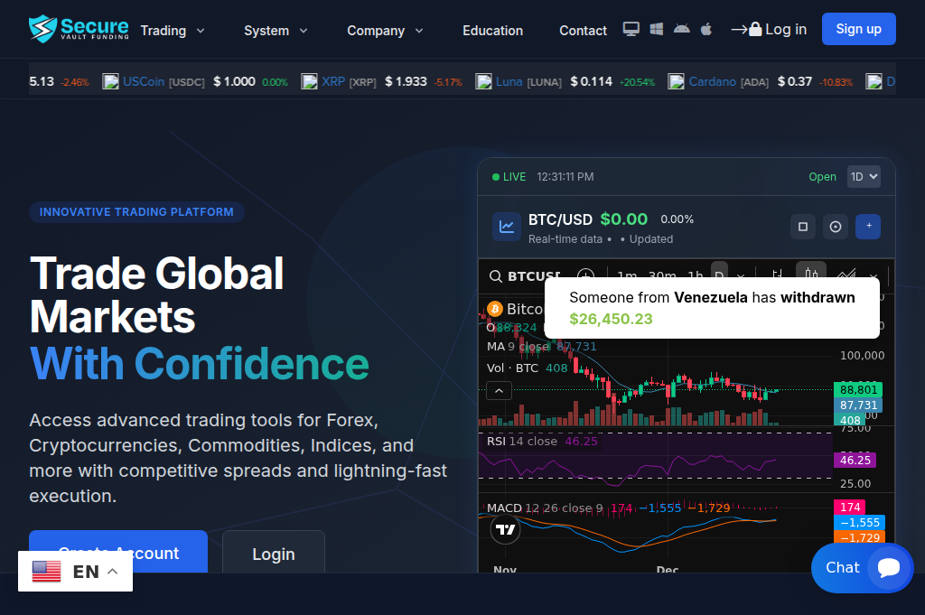 Screenshot of securevaultfunding.com
