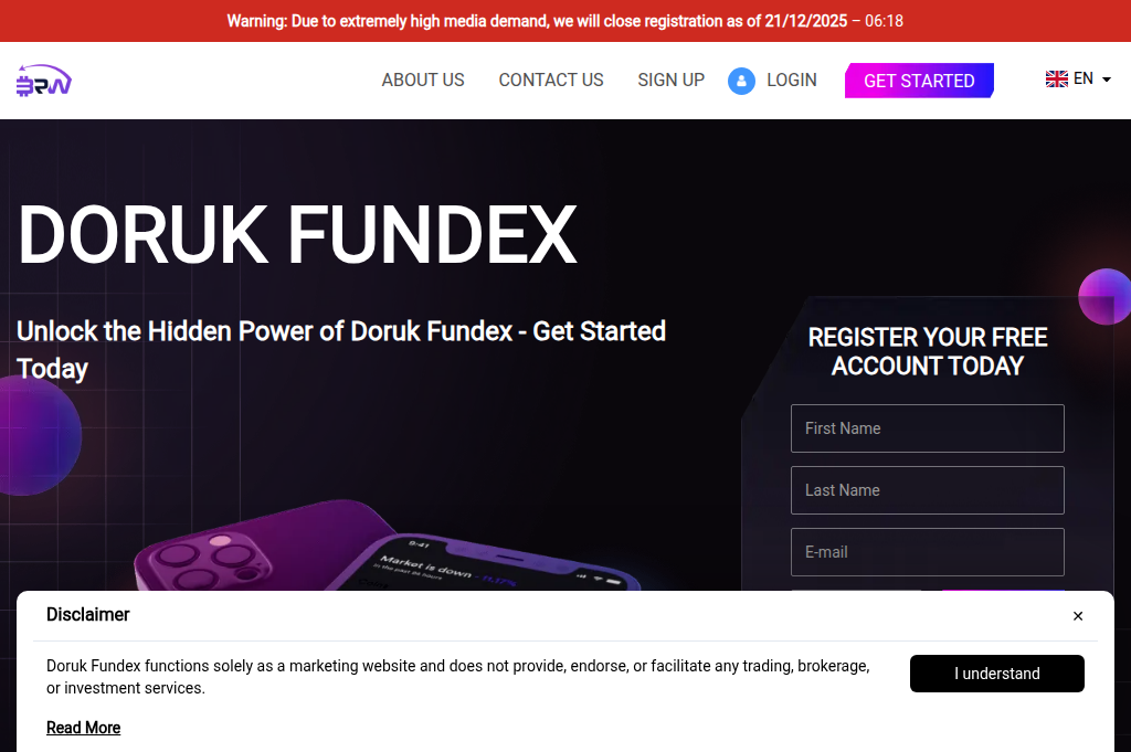 Screenshot of dorukfundex-solution.com