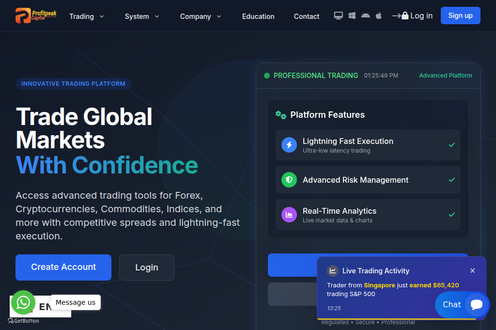 Screenshot of profitpeakcapital.live