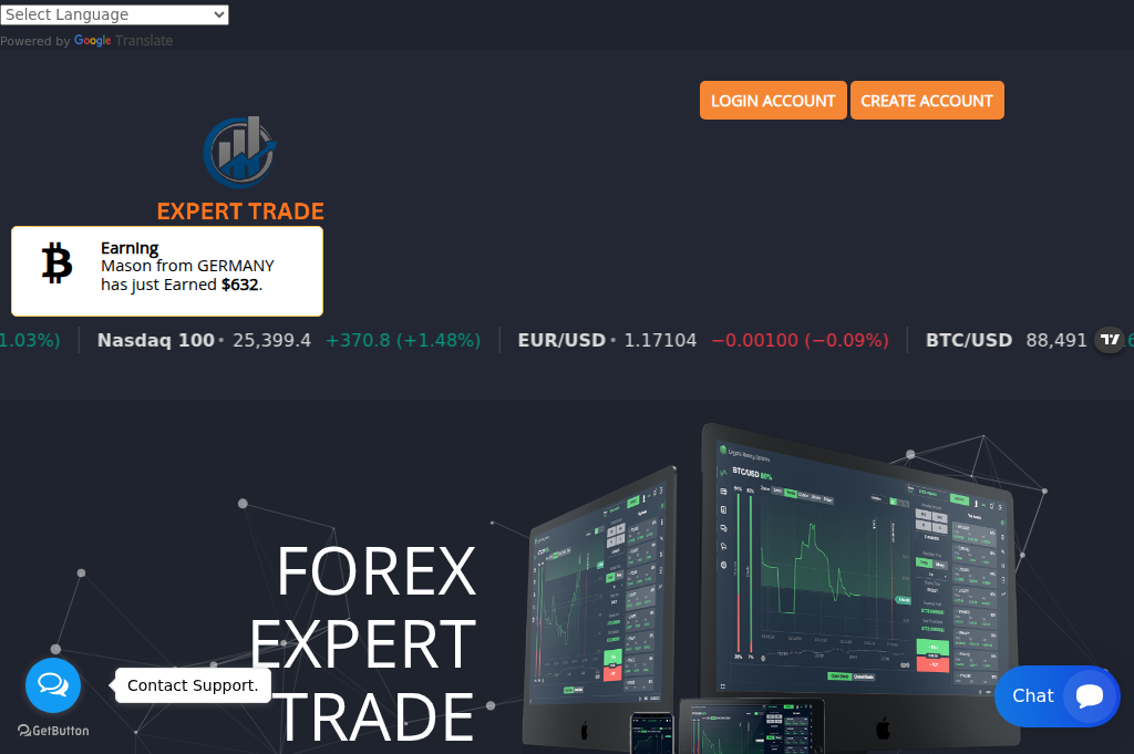 Screenshot of forexexperttrade.live