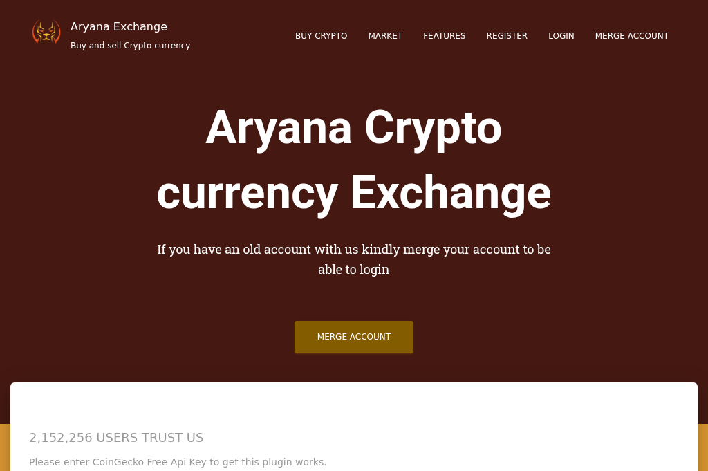 Screenshot of aryana-exchange.org