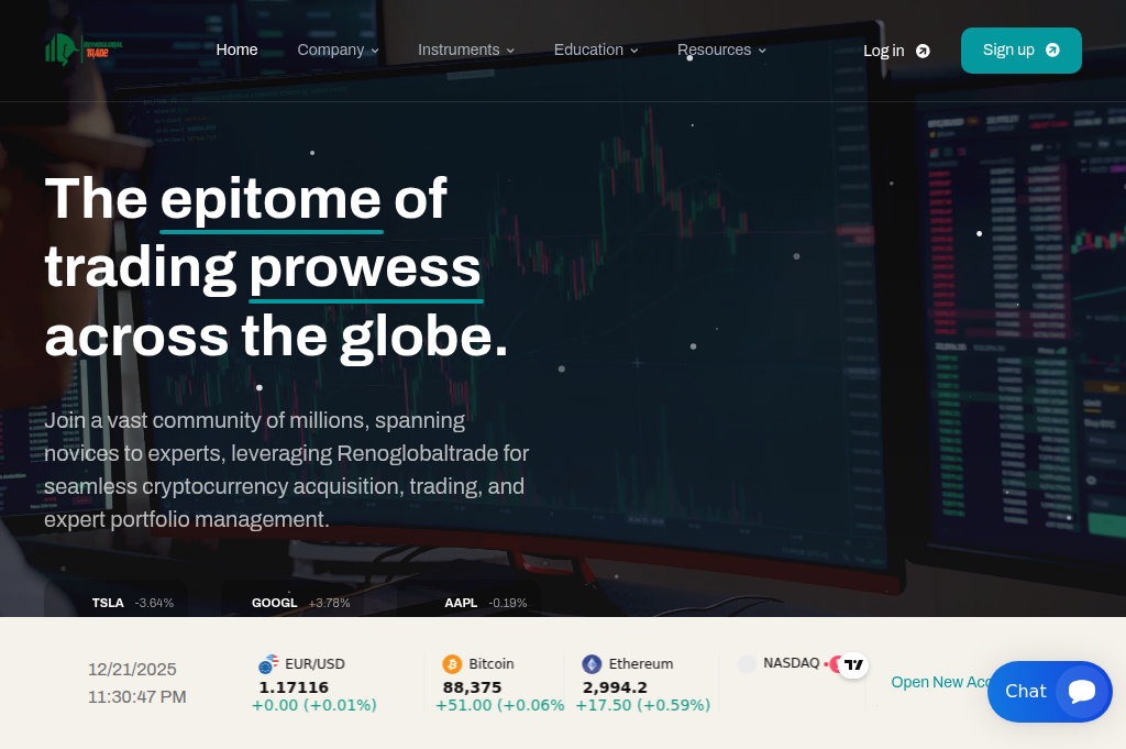 Screenshot of renoglobaltrade.com