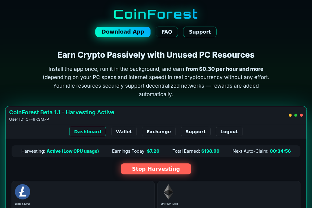 Screenshot of coinforest.site