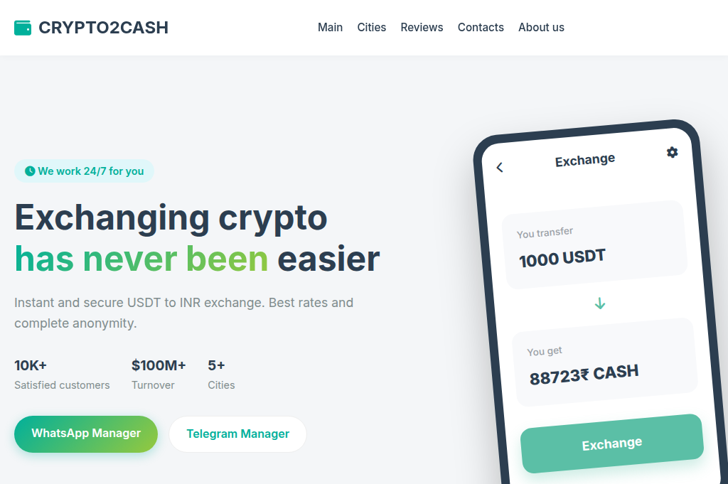 Screenshot of crypto2cashex.com