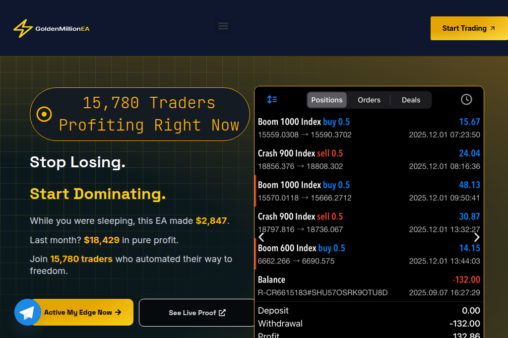 Screenshot of goldenmillionea.com