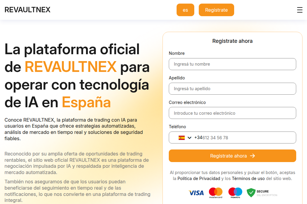 Screenshot of revaultnex.com