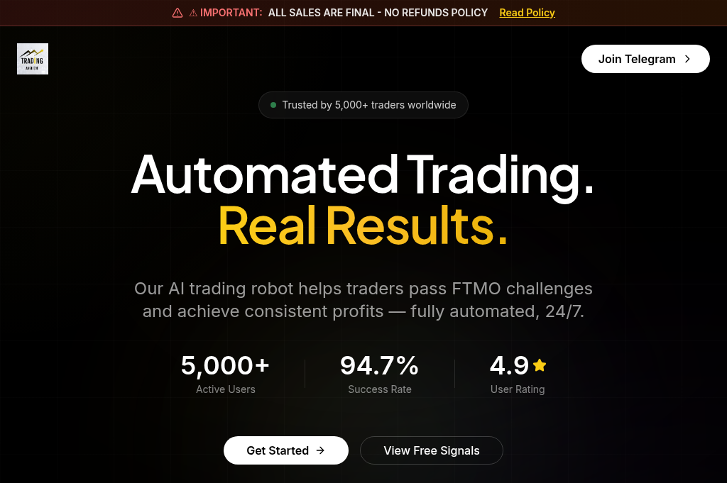 Screenshot of tradingangle.live