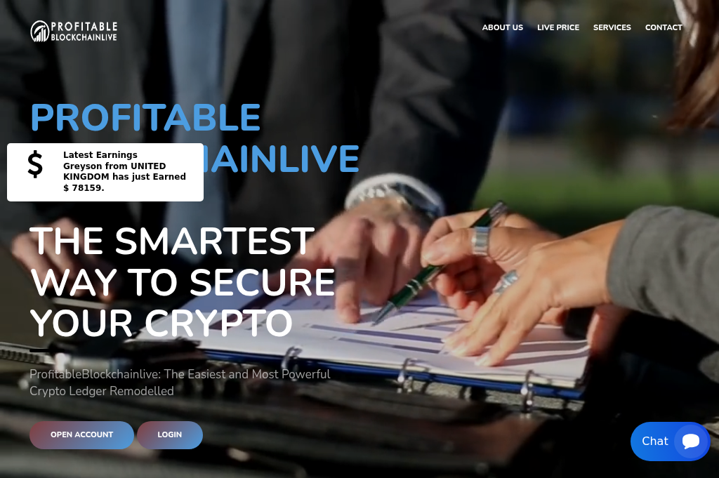 Screenshot of profitableblockchainlive.com