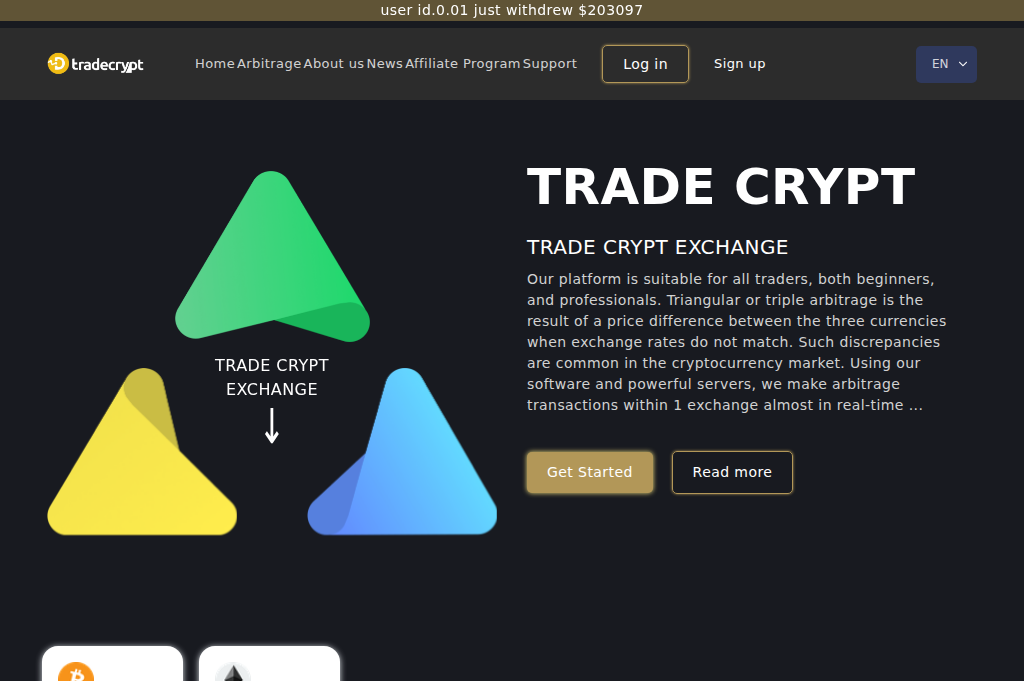 Screenshot of tradingcrypt.space