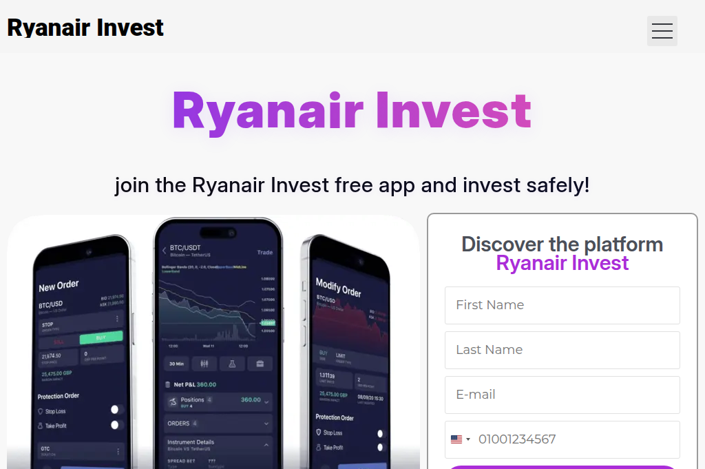Screenshot of ryanair-invest.net