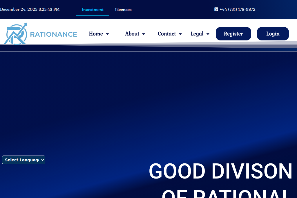 Screenshot of rationance.com