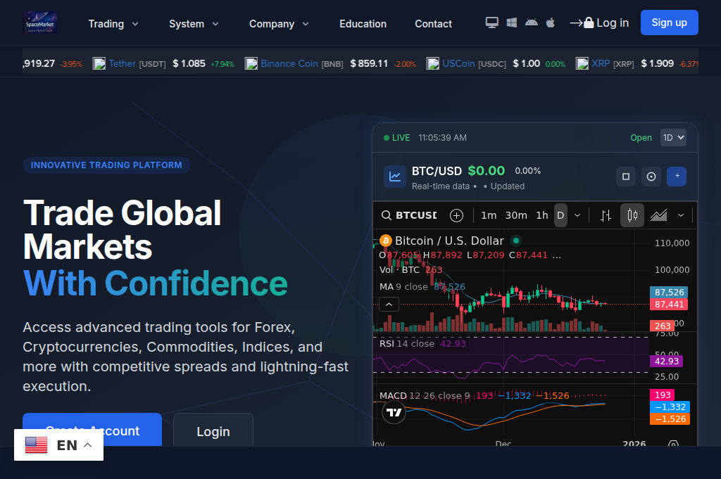 Screenshot of spacemarkettrade.info