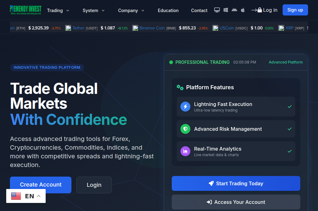 Screenshot of remedyglobaltrades.site