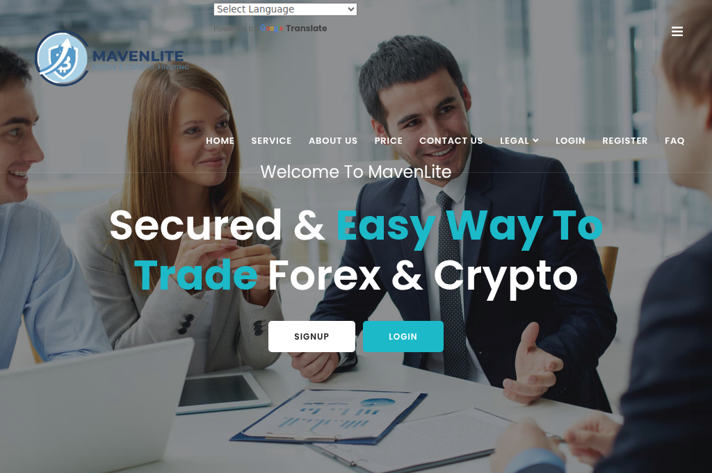 Screenshot of mavenlite.com