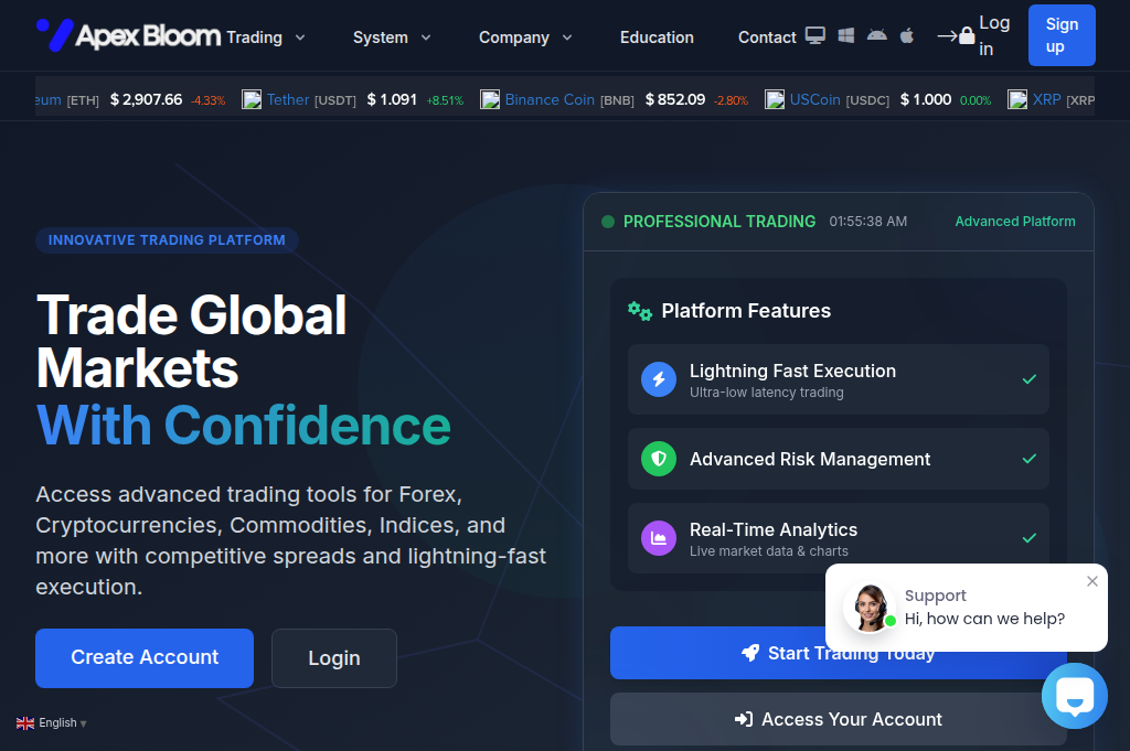 Screenshot of apexbloomstocks.online