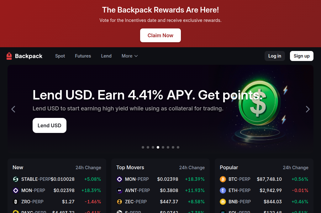Screenshot of vote-backpack.exchange