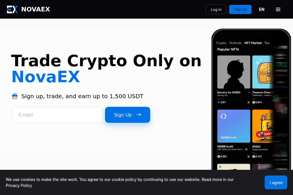 Screenshot of novaex.io