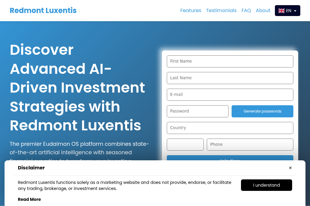 Screenshot of redmontluxentis-tech.com