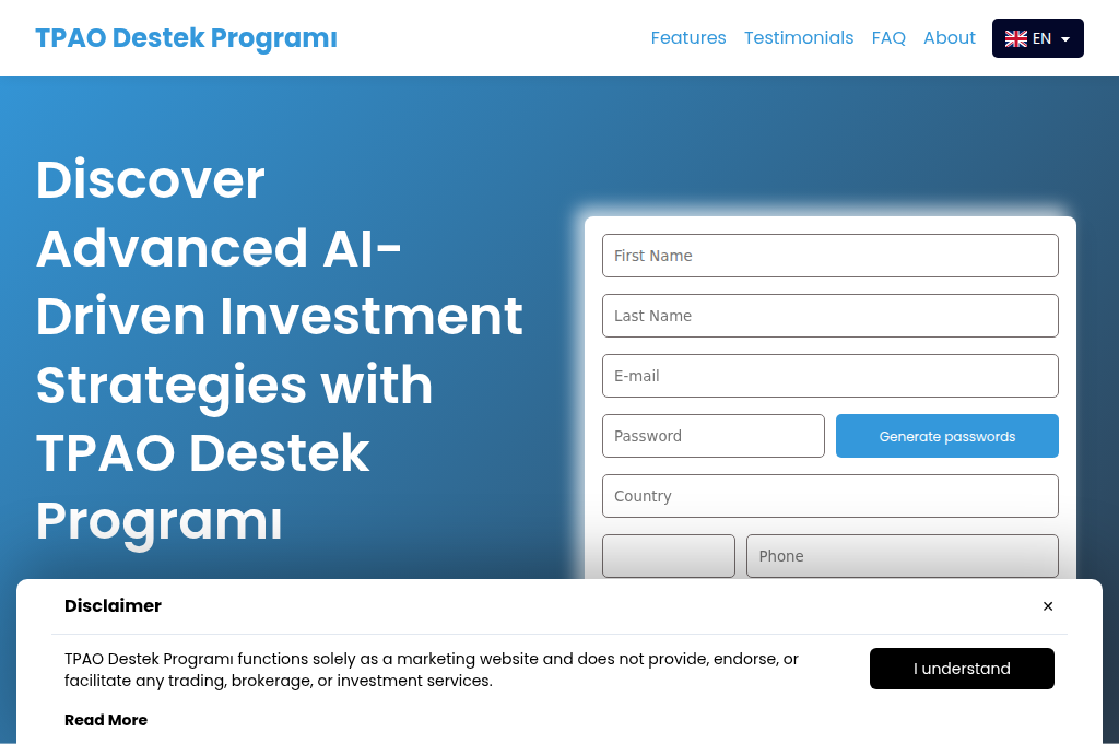 Screenshot of tpaodestekprogrami.com