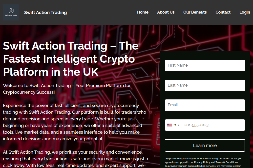 Screenshot of swiftactiontrading.com