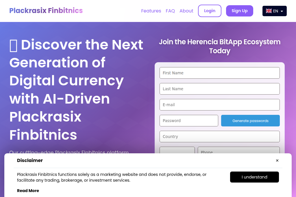 Screenshot of plackrasixfinbitnicssoftware.com