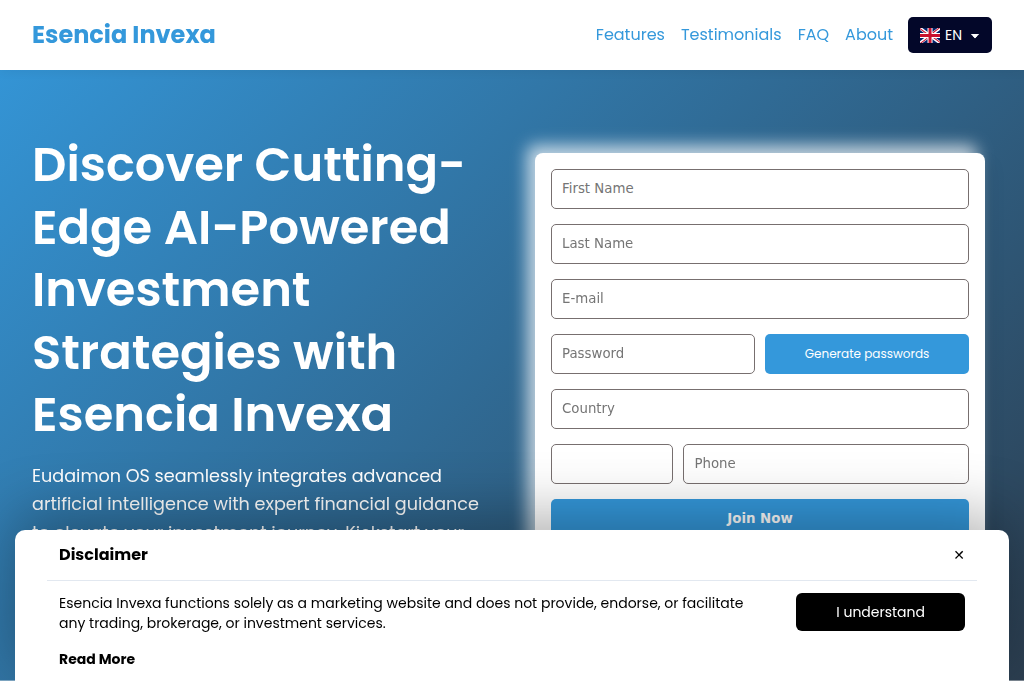 Screenshot of esencia-invexa-platform.com