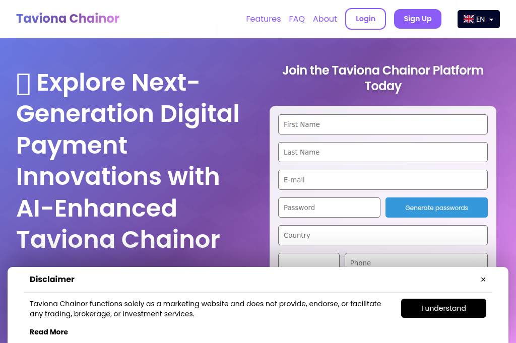 Screenshot of tavionachainor-engine.com