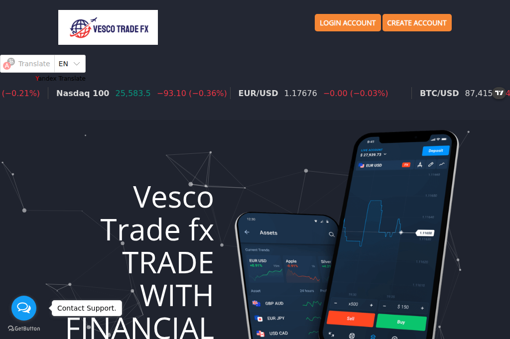 Screenshot of vesco-tradefx.live