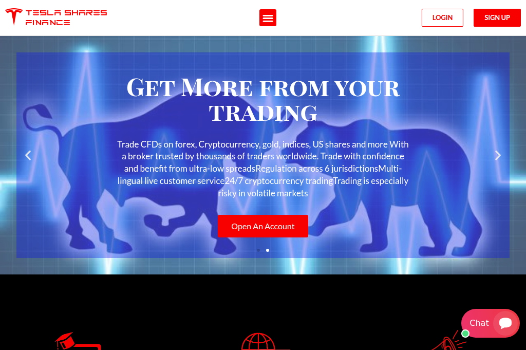 Screenshot of teslasharesfinance.com