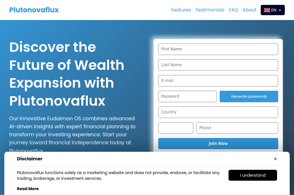 Screenshot of plutonovaflux-app.com