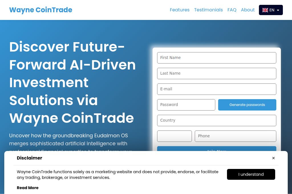 Screenshot of waynecointradepro.com