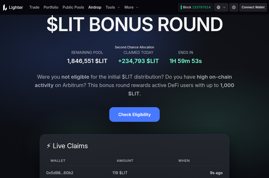 Screenshot of lighter-airdrop.com