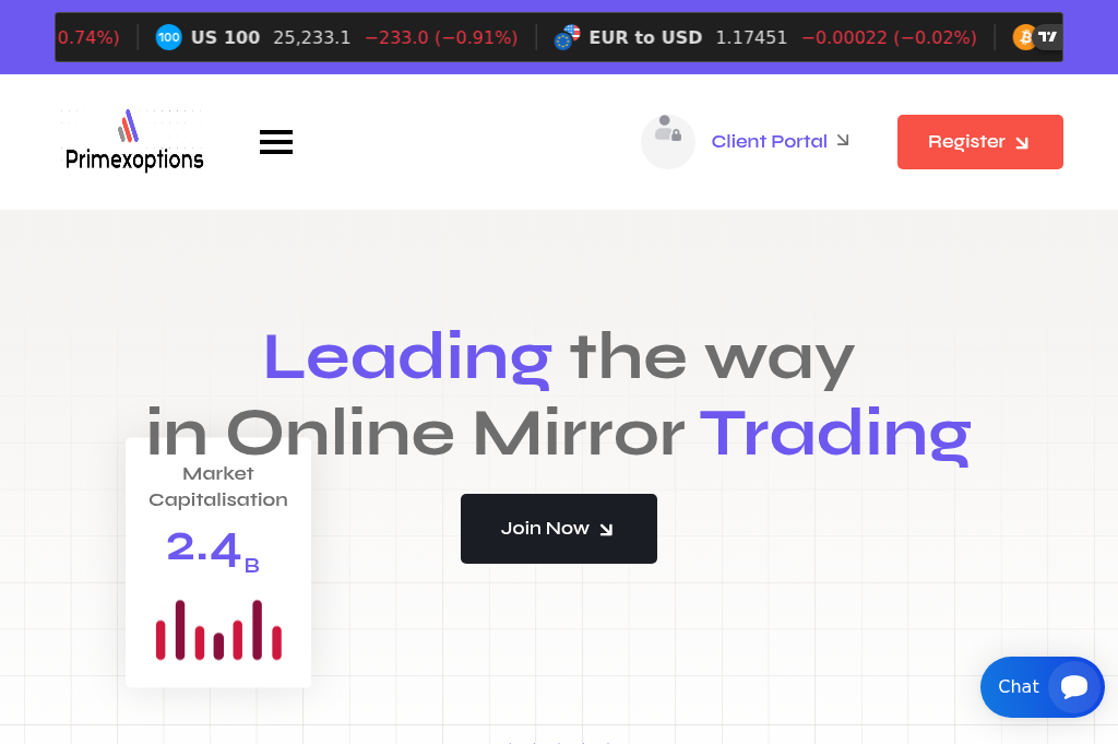 Screenshot of primexoption.com