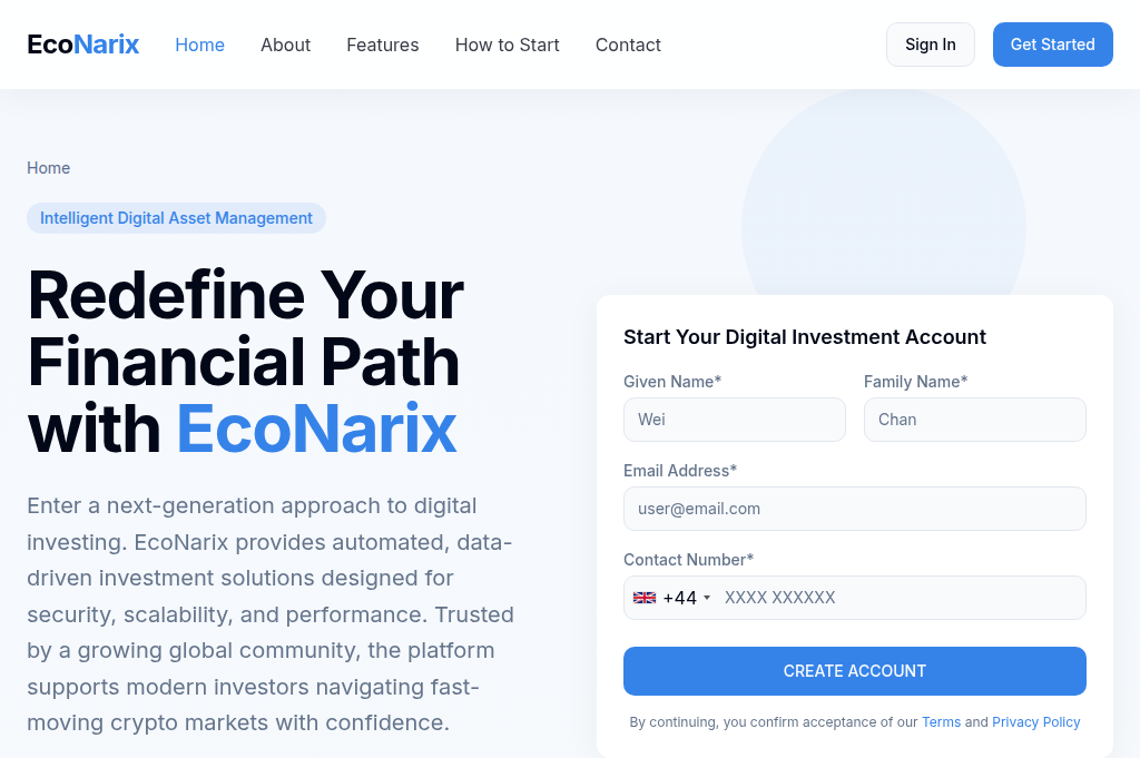 Screenshot of econarix-ai.net
