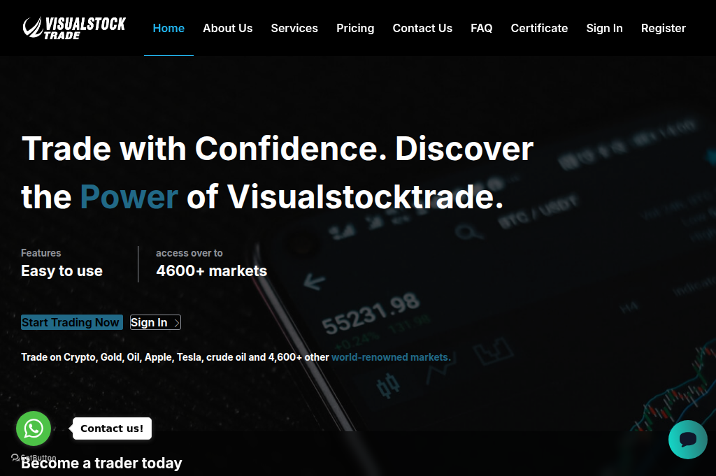 Screenshot of visualstocktrade.com