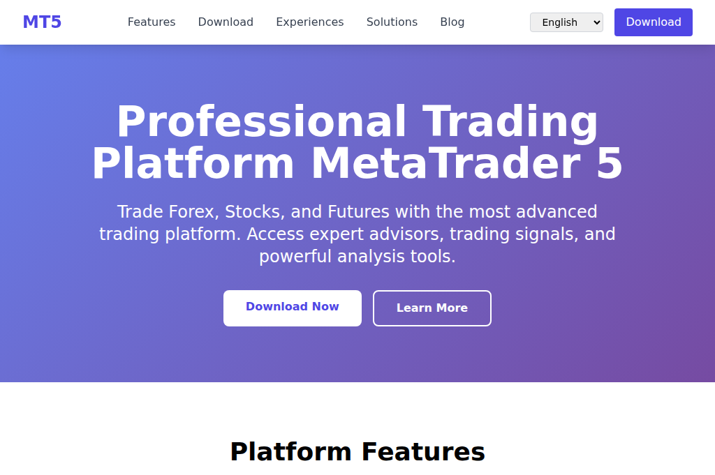 Screenshot of metatrader5.one