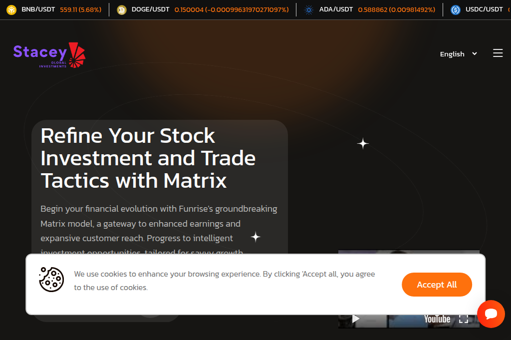 Screenshot of staceyglobalinvestment.com