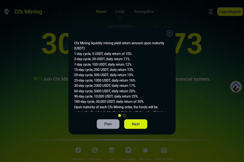 Screenshot of cfxmining.cfd