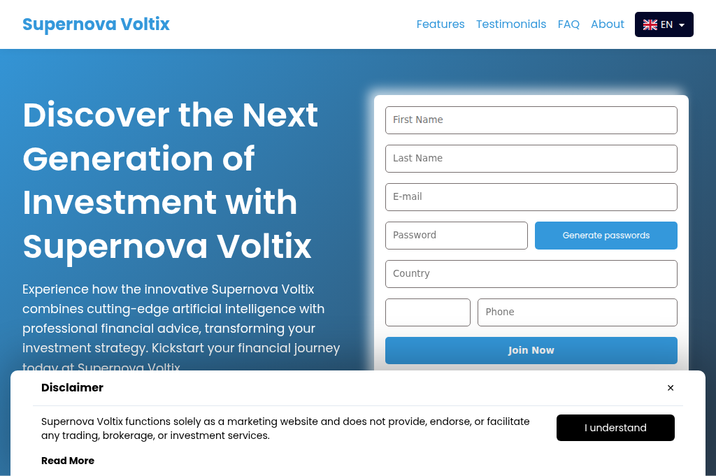 Screenshot of supernovavoltix.com