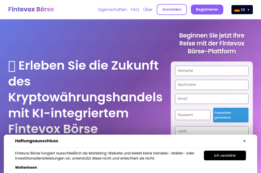 Screenshot of fintevoxborse-pro.com