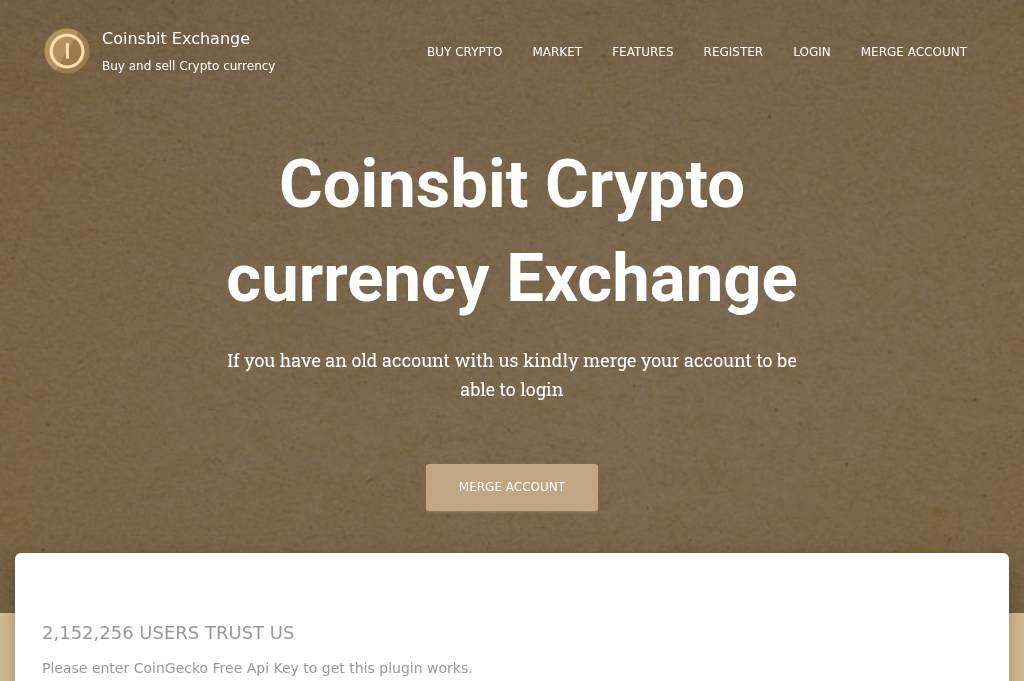 Screenshot of coinsbit.exchange