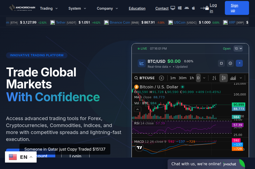 Screenshot of anchorschain.com