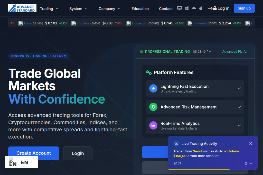 Screenshot of advancestandard.com