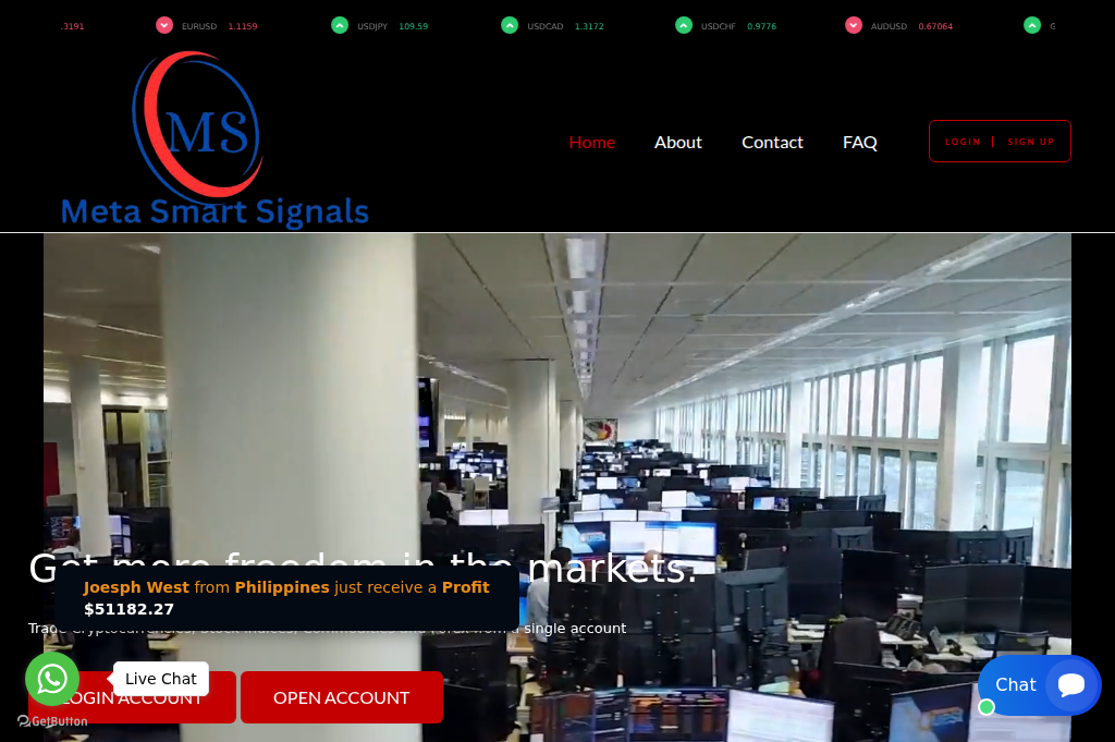 Screenshot of metasmartsignals.com