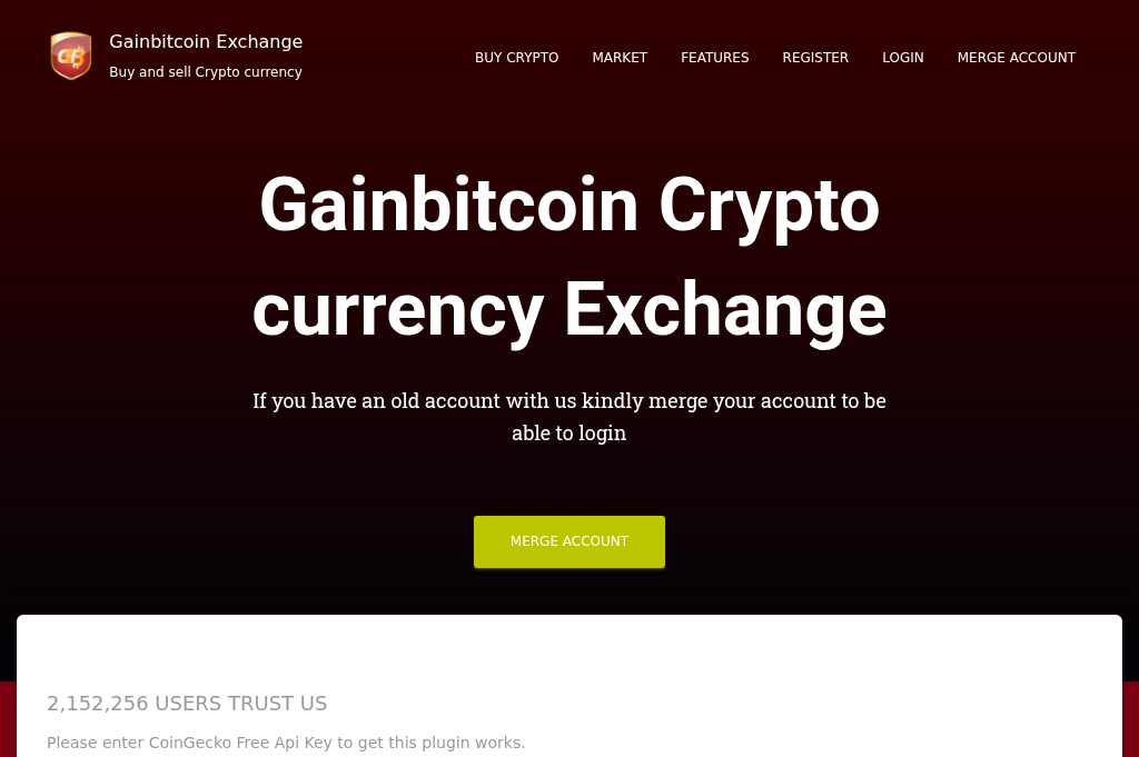 Screenshot of gainbitcoin.in