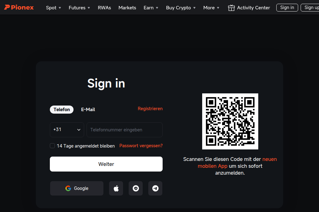 Screenshot of pionex-web.com