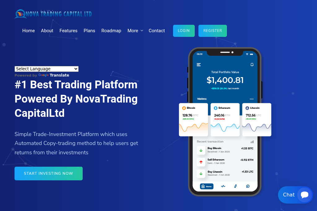 Screenshot of novatradingcaptlt.com