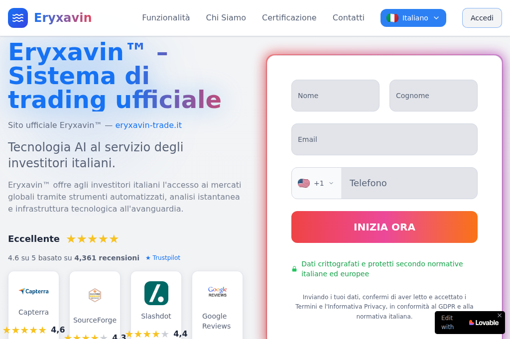 Screenshot of eryxavin-trade.it